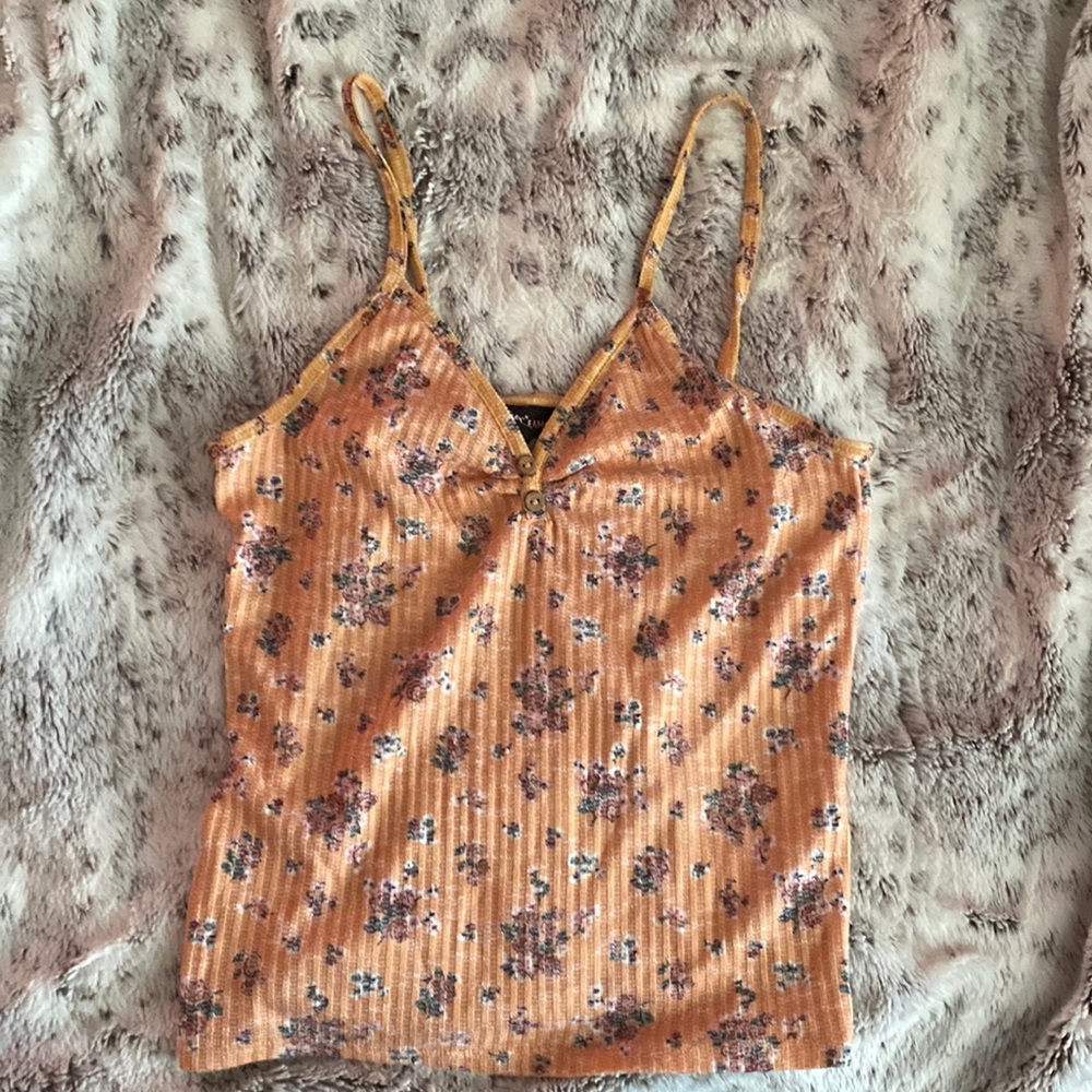 Yellow floral strapped shirt